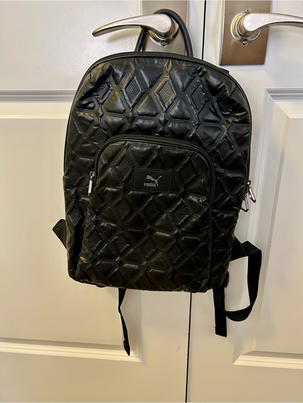 Puma Black Quilted Diamond-Pattern Backpack